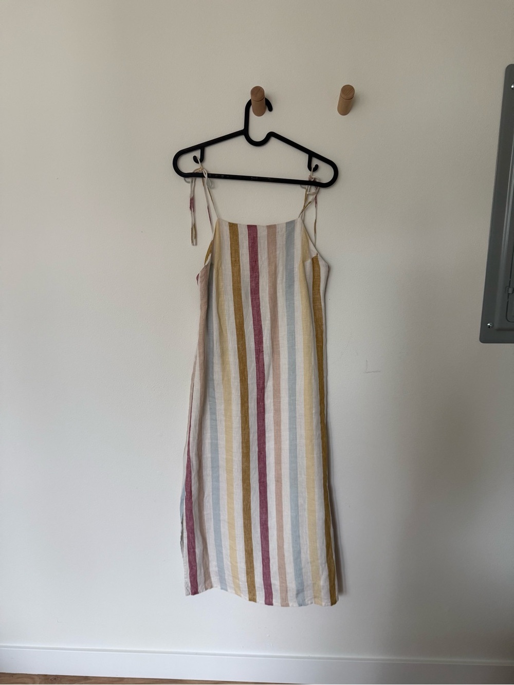 Striped Linen-Blend Slip Dress in Multi-Color